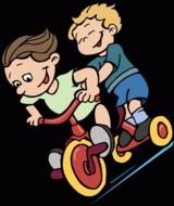 drawing children on a tricycle