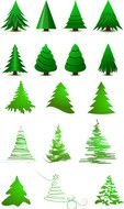 set of cartoon Christmas Trees, drawing