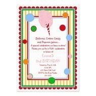 Cotton Candy Circus Carnival Birthday Invitation From Zazzlecom
