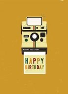 happy birthday, greeting card with printer