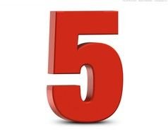 Clip Art of the red 5 number