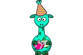 green giraffe in a cap