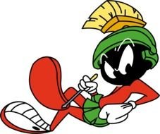 cartoon Marvin Martian in a green helmet