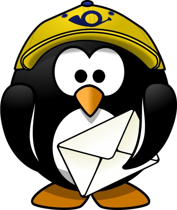 cartoon penguin with a letter