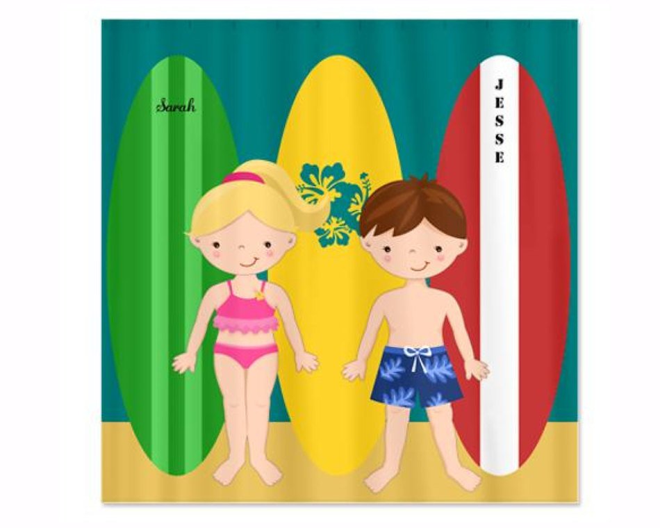 boy and girl on the surfboards background