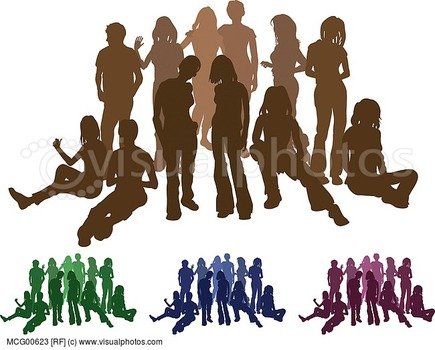 Group Of Friends Silhouette Illustration N2