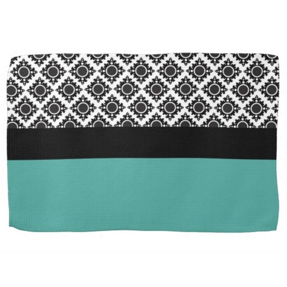 Black White And Teal Kitchen