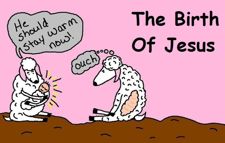 cartoon Baby Jesus With Sheep