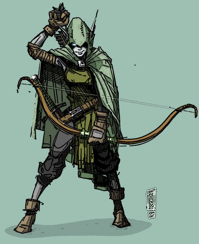 Male Elf Ranger with bow, artwork free image download