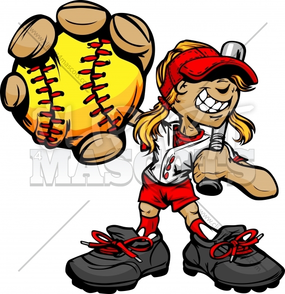 Cartoon Girl Softball Player N3 free image download