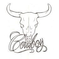 black and white drawing of an animal inscription skull