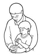 painted dad with baby pray
