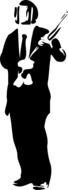 Black and white drawing of the man with the gun clipart