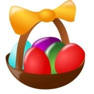 drawn Easter basket with eggs