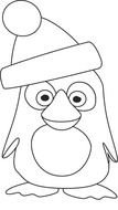 Cute Penguin in santa hat, Christmas Coloring Page