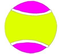 tennis ball with pink and yellow stripes