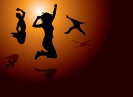 Silhouettes of the jumping people clipart