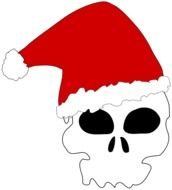 clipart of skull in santa claus hat