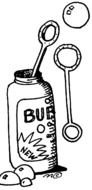 Black and white drawing of the bottle with the bubbles clipart