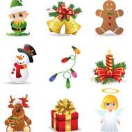 Christmas Elements Vector Set drawing