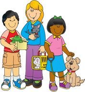 Pets With Children Clip Art