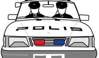 police Car, front view, drawing