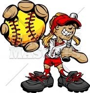 Cartoon Girl Softball Player N3