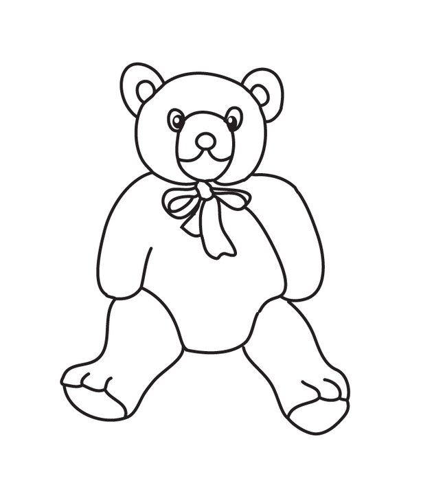 black and white picture of a teddy bear for coloring