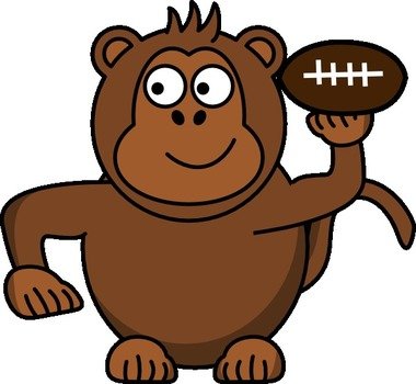 Monkey With Football Clip Art N2