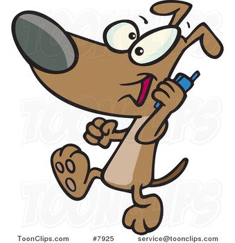 Cartoon Dog Talking On The Phone