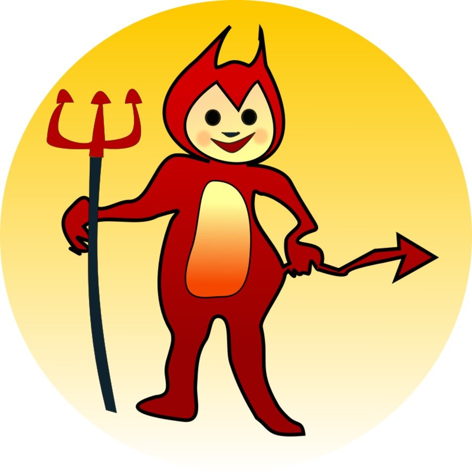 drawing of the devil on a yellow background