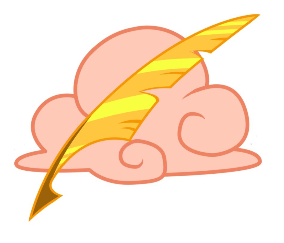 painted yellow feather on a pink cloud background