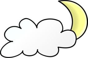 drawn cloud and half moon on a black background