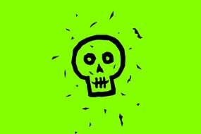 Clip art of Lime Green Skull