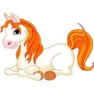 Cartoon Horse With Long red Mane