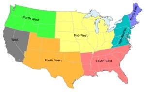 United States Region Map as a graphic illustration