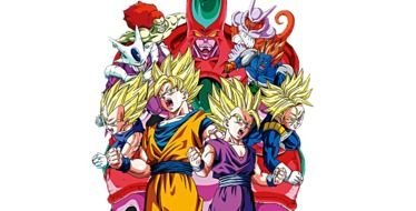 colorful drawing, characters of Dragon Ball anime