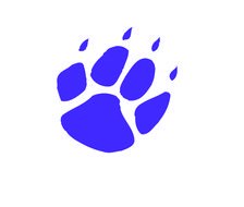 blue bear paw print with claws