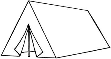 Black and white outline drawin of the tent clipart