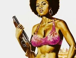 sexy african woman with short gun