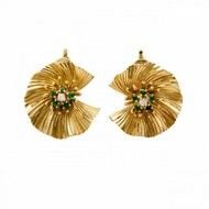 Emerald And Diamond 14K Yellow Gold Earrings By Performance Parts