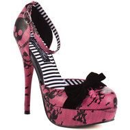 pink high heels with lace pattern
