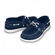 Harborline Navy White Lace Up Leather Boat Shoe Croslite Resimleri