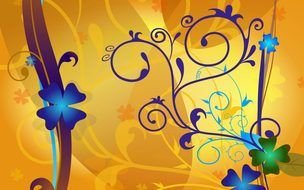 abstract flowers on a gold background
