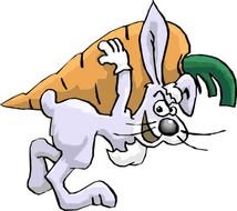 hare with a big carrot as a picture for clipart