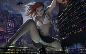 Giant Girl Attack City drawing