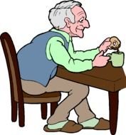 clipart of the old man is eating