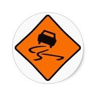 Slippery When Wet Road Traffic Sign Australia Car Round Sticker