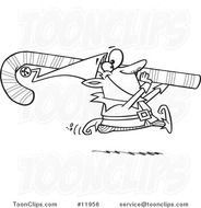 Cartoon Outlined Christmas Elf Carrying A