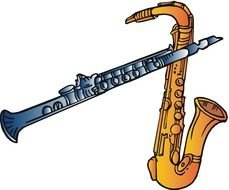 drawn flute and saxophone